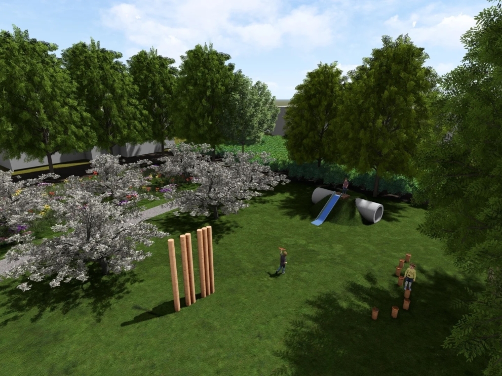 Schrijvershoek speelplaats impressie