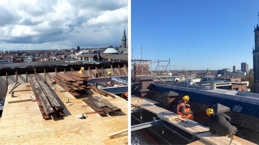Werkzaamheden dak stadhuis Groningen