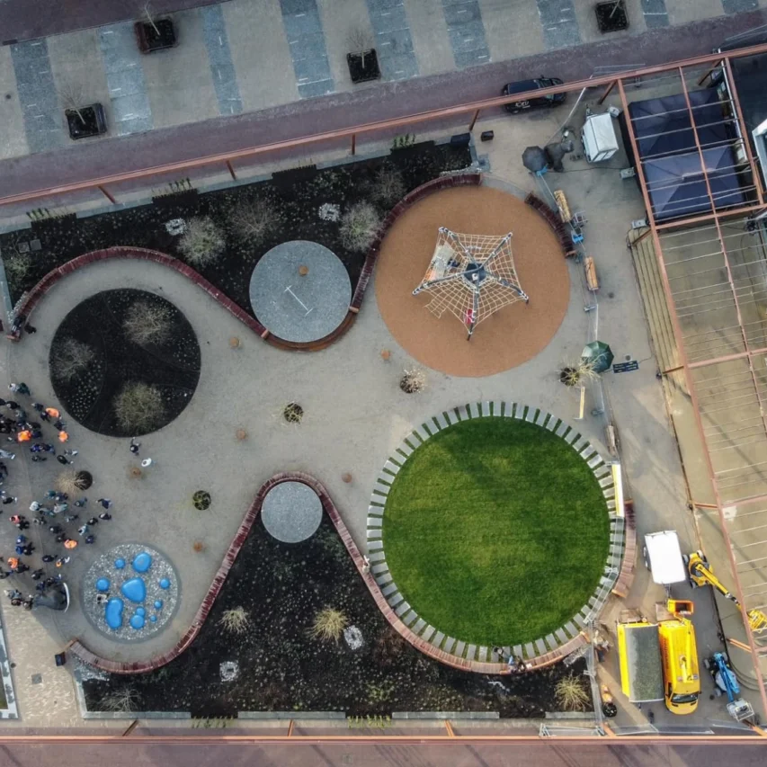 Bovenaanzicht Marktplein Hengelo