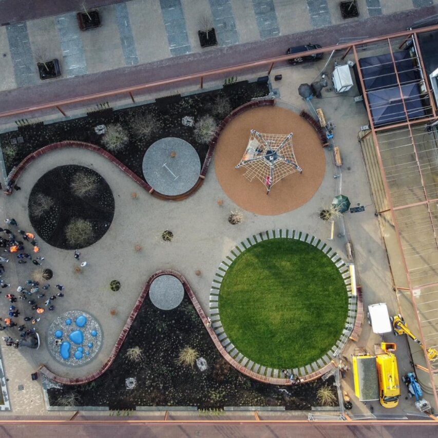 Bovenaanzicht Marktplein Hengelo